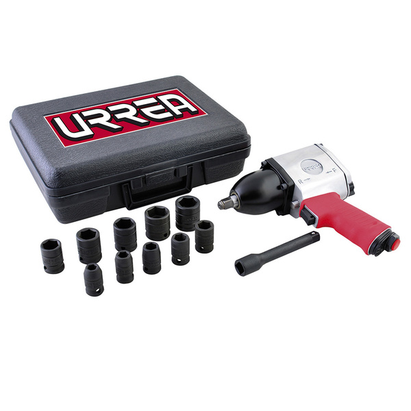 Urrea Pin clutch 1/2" drive air impact wrench and socket set (metric) UP734HKM